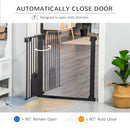 PawHut 75-82 cm Pet Safety Gate Pressure Fit Stair w/ Small Door Double Locking