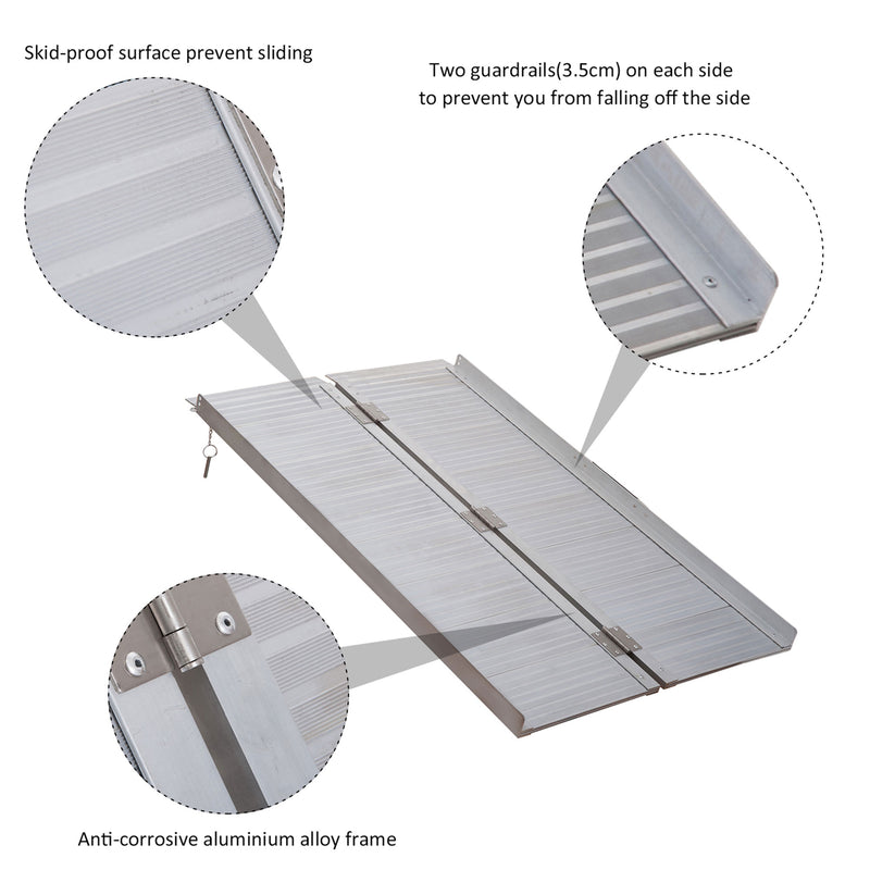 HOMCOM 4ft Aluminium Folding Wheelchair Ramp Equipment Mobility Suitcase