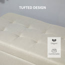 HOMCOM Linen Storage Ottoman Bench Padded w/ Tufting Hinged Lid Wood Frame Beige
