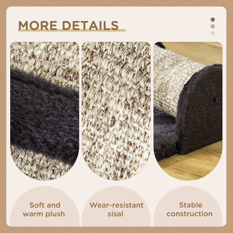 PawHut Cat Scratcher Sisal Scratching Pad Mat Kitten Toy w/Roller Feather Teaser