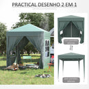 Outsunny 2mx2m Green Pop Up Gazebo Party Tent Canopy Marquee with Storage Bag