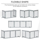 PawHut Pet Gate 4 Panel Wooden Dog Barrier Folding Fence w/ Support Feet