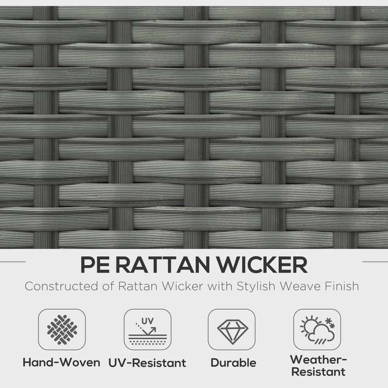 Outsunny 6pc Padded Outdoor Rattan Wicker 3-Seat Sofa Recliner Footstool Table - Light Grey
