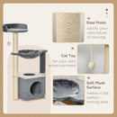 PawHut Cat Tree Tower Climbing  Activity Center With Sisal Scratching Post, Grey