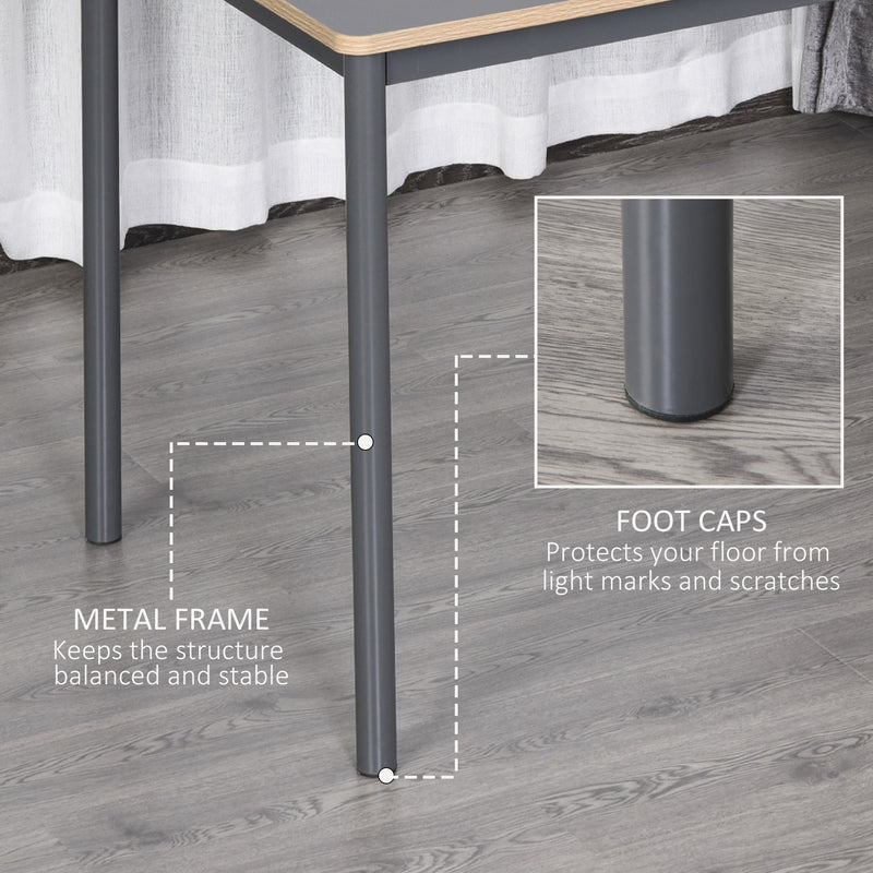 HOMCOM 120cm Minimalistic Dining Table Steel Frame Foot Pads Simple Style Grey