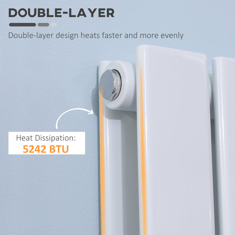 HOMCOM 46 x 160cm Double Panel Vertical Radiator, Water-filled Heater, White