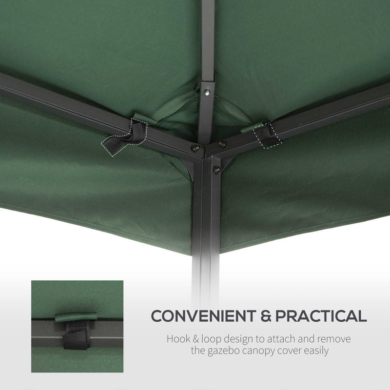 Outsunny 3(m) 2 Tier Garden Gazebo Top Cover Replacement Canopy Roof Dark Green