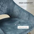 HOMCOM Bar Stools Set of 2, Velvet-Touch Fabric Counter Height Bar Chairs Blue