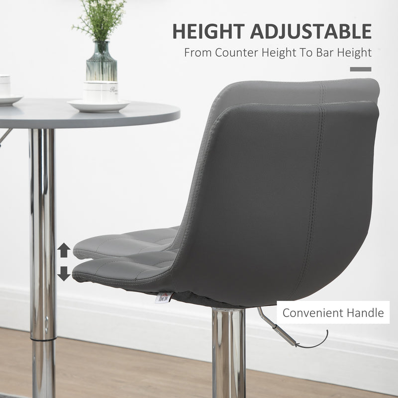 HOMCOM Bar Stools Set of 2 Adjustable Counter Barstools W/ Footrest Grey