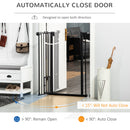 PawHut Extra Tall Dog Gate with Cat Door Auto Close for Stairs 74-80 cm Wide