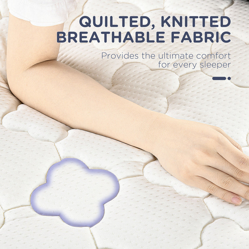 HOMCOM Single Mattress W/ Breathable Foam Pocket Innerspring 190cmx90cmx18cm
