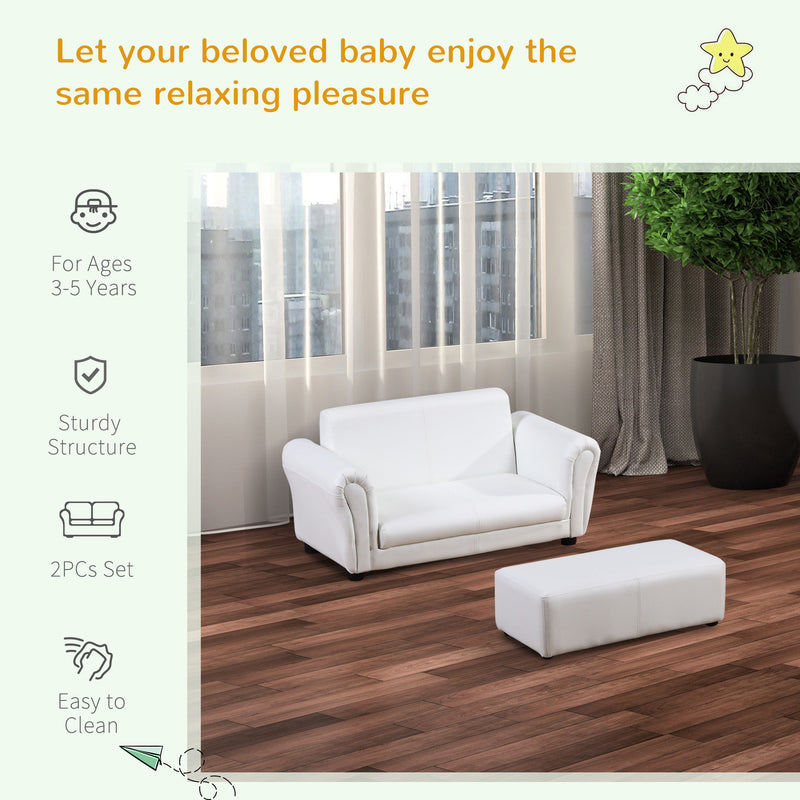 HOMCOM Kids Sofa 2 Seater Childrens Armchair Furniture Bedroom Playroom
