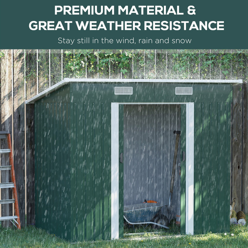 Outsunny 7 x 4ft Outdoor Garden Storage Shed for Backyard Patio Green