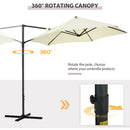 Outsunny 2.5M Offset Roma Patio Umbrella W/ 360° Rotation and Base, Beige