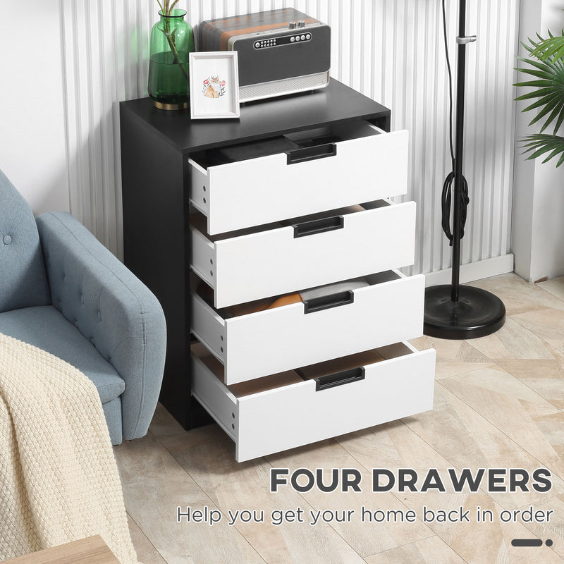 HOMCOM Chest of Drawers, 4 Drawer Storage Cabinet Unit Bedroom Living Room