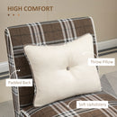 HOMCOM Dining Chair Linen-Touch Fabric Kitchen Chair W/ Rubber Wood Legs Brown