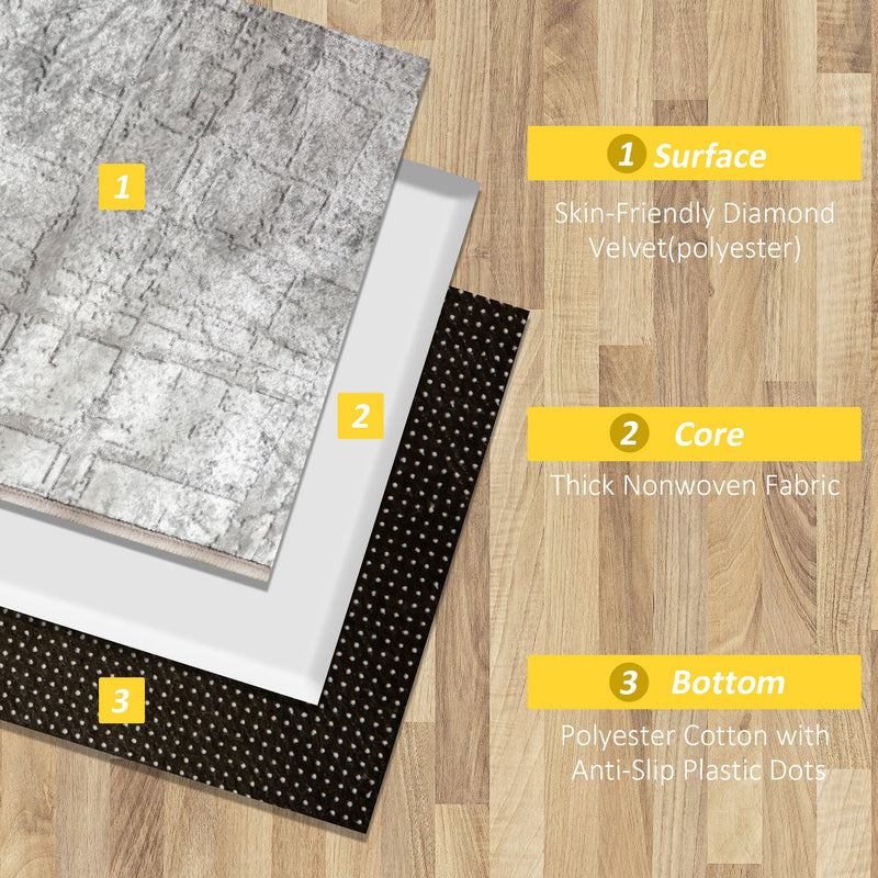 HOMCOM Grey Rug, Modern Abstract Carpet for Living Room Bedroom, 230 x 160cm