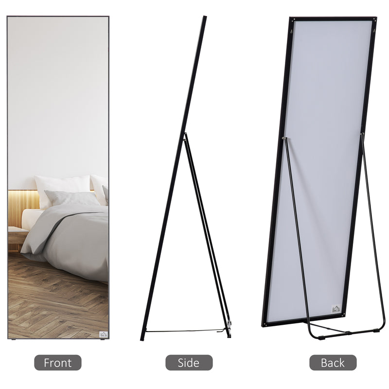 HOMCOM Full Length Mirror Floor Standing or Wall-Mounted, Dressing Mirror, Black