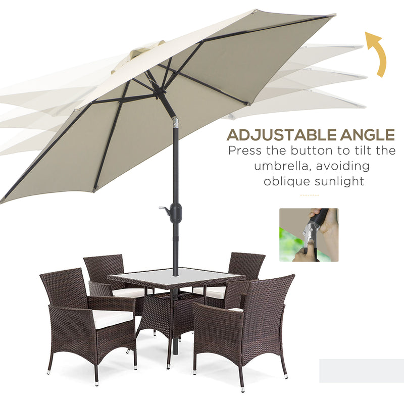 Outsunny Patio Umbrella Parasol Sun Shade Garden Aluminium Cream White 2.7M