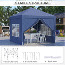 Outsunny 3mx3m Pop Up Gazebo Party Tent Canopy Marquee with Storage Bag Blue