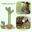 PawHut 60cm Chenille Cat Activity Centre w/ Interactive Toy Balls - Green