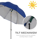 Outsunny 2m Beach Parasol with Sides Fishing Umbrella w/ Tilt, UV30+, Blue