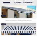 Outsunny Garden Sun Shade Canopy Retractable Awning, 3 x 2.5m, Blue and White