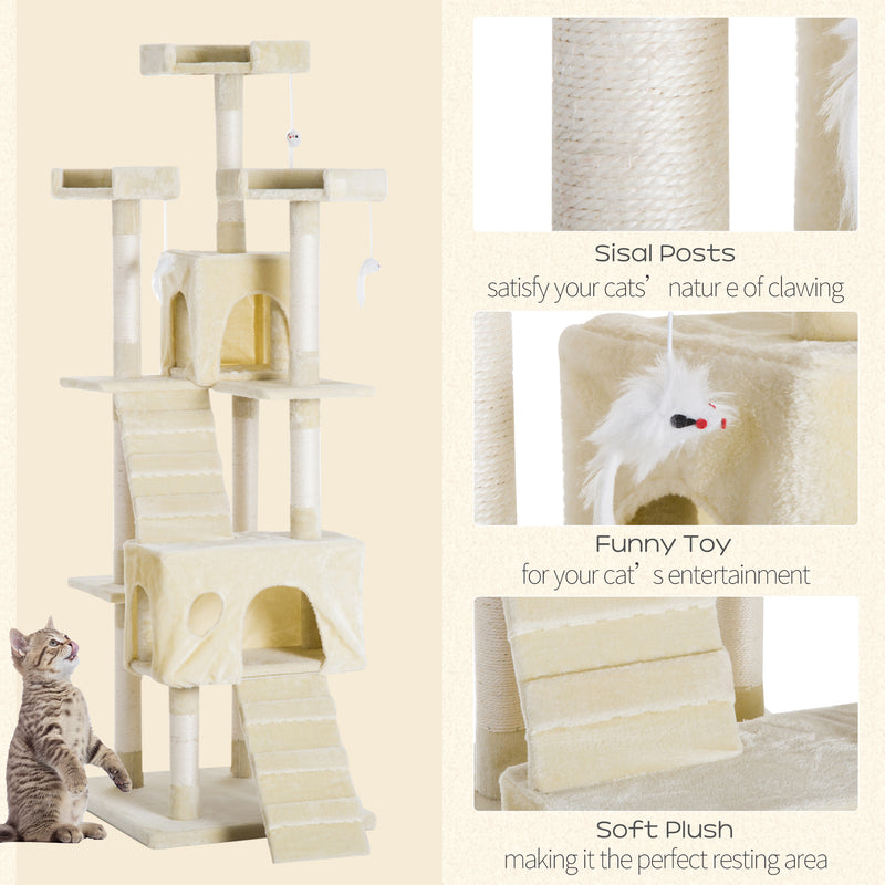 PawHut Condo Furniture Scratcher Post Pet Cat Tree Kitten Bed House Play Toy