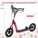 HOMCOM Push Scooter Teen Kids Stunt Bike Ride On with 12" EVA Tyres, Red