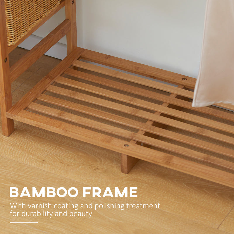 HOMCOM Bamboo Clothes Rail Garment Rack with 6 Tier Storage Shelf Hanging Rod