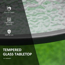 Outsunny 106cm Round Garden Dining Table with Parasol Hole Tempered Glass Top