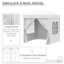 Outsunny 2mx2m Pop Up Gazebo Party Tent Canopy Marquee with Storage Bag White