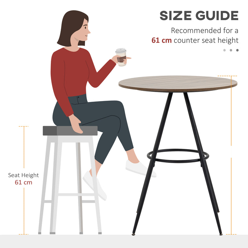 HOMCOM Round Bar Table, Kitchen Cafe Table with Fixed Tabletop and Steel Legs