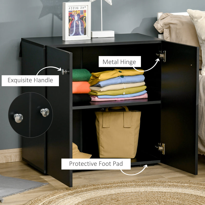 HOMCOM Freestanding Storage Cabinet w/ Two Shelves Wooden Sideboard - Black