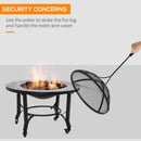Outsunny Firepit on Wheels Fire Bowl W/ Grill Spark Screen Cover Fire Poker