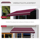 Outsunny Garden Sun Shade Canopy Retractable Awning, 3 x 2.5m, Wine Red