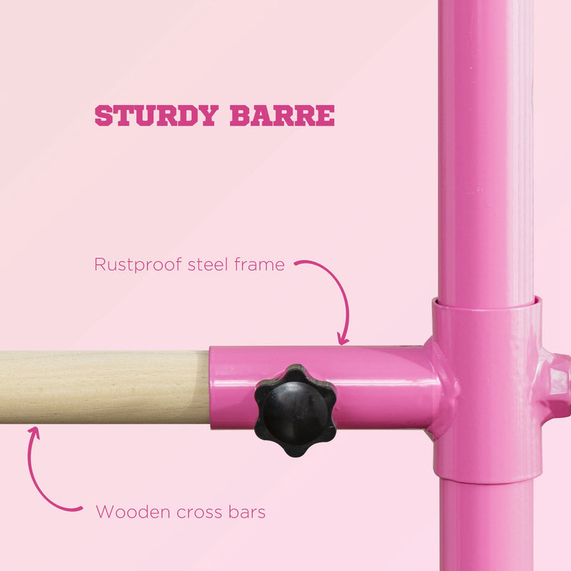 HOMCOM Freestanding Ballet Barre, Height Adjustable Ballet Bar for Home, Studio
