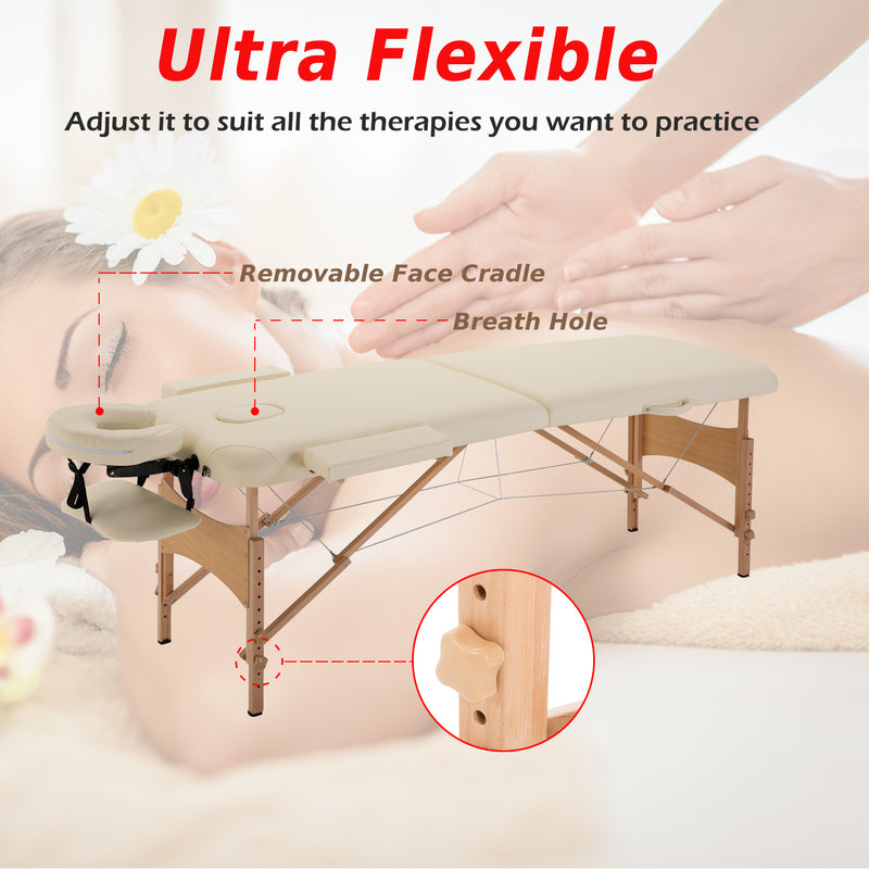 HOMCOM Salon Portable Folding Massage Table Bed Tattoo Therapy  Couch 2 Section