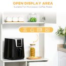 HOMCOM Kitchen Cupboard with Hutch Pantry Storage Cabinet Hutch Microwave Shelf