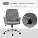Vinsetto Swivel Computer Chair w/ Arm Modern Style Tufted Home Office Deep Grey