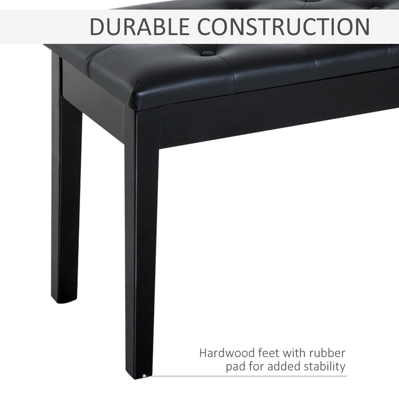 HOMCOM Classic Piano Bench Padded Seat Makeup Stool Solid Wood Wooden Black