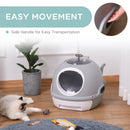 PawHut Futuristic Capsule-Shaped Cat Litter Box w/ 2 Doors Scoop Drawer Grey
