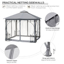 Outsunny Gazebo Party Tent Canopy Sun Shade for Patio Garden Light Grey 3x3(m)