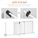 PawHut Wooden Freestanding Pet Gate Adjustable w/ Door Lock Safe Barrier White