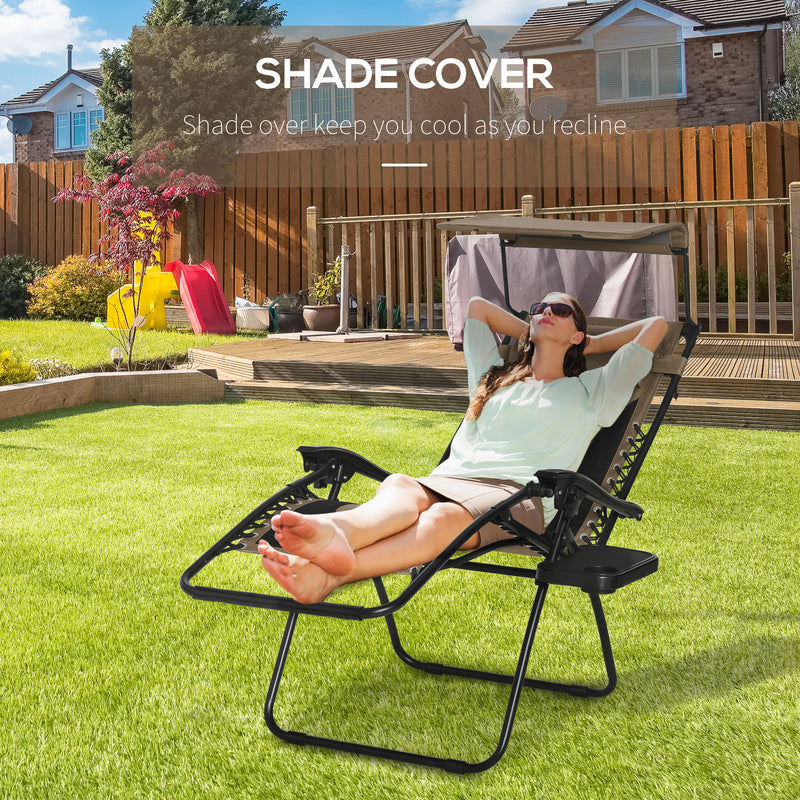 Outsunny Zero Gravity Lounger Chair, Folding Camping Reclining Chair, Brown