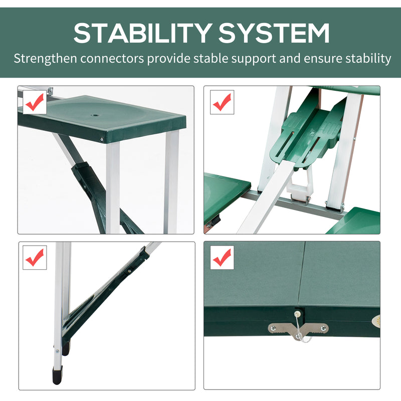 Outsunny Picnic Table Chair Set 4 Seat Aluminium PP W/ 2.7cm Umbrella Hole