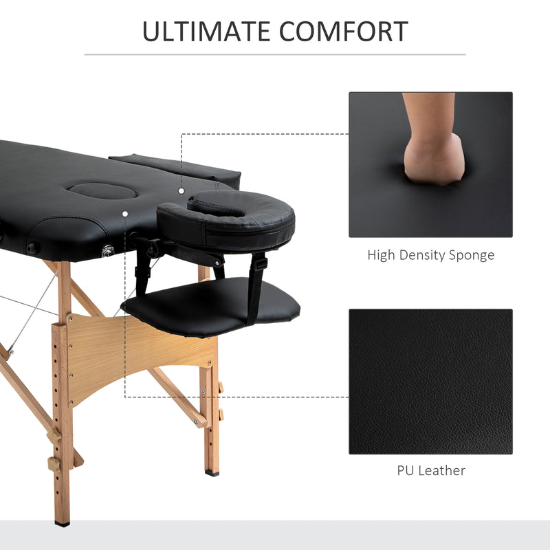 HOMCOM Salon Portable Folding Massage Table Bed Tattoo Therapy  Couch 2 Section