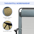 Outsunny Set of 2 Metal Portable Folding Recliner w/ Adjustable Backrest, Grey