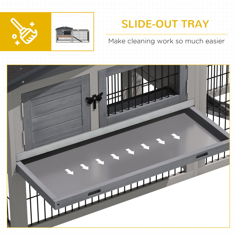 Pawhut Rabbit Hutch Pet House Outdoor Run Design w/ Water-Resistant Paint Ramp