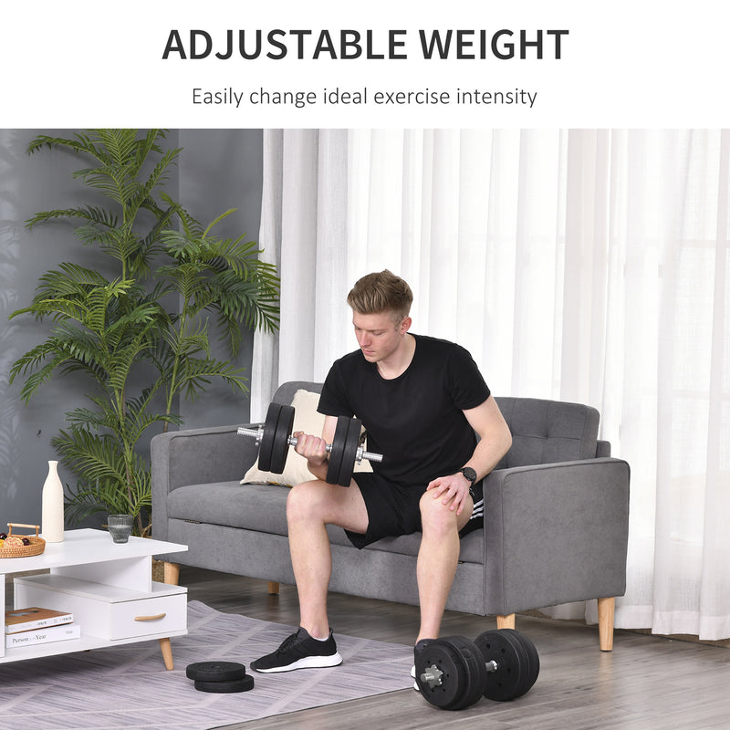 HOMCOM 30KG Adjustable Dumbbells Weight Set Hand Weight for Body Fitness